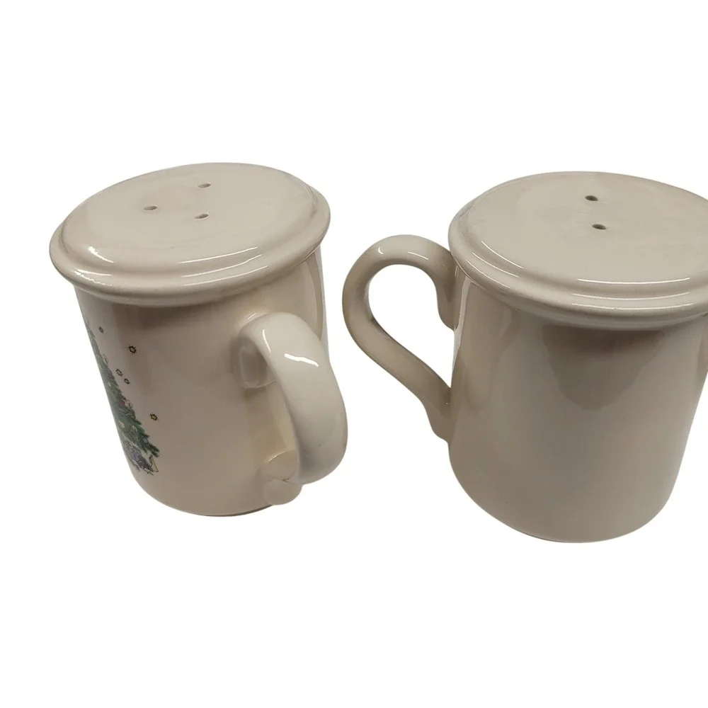 Vermillion Taiwan Christmas Tree Salt Pepper Shakers Mug‎ Handle Ceramic